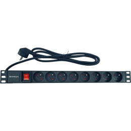 Conexpro 19" rozvodný panel 8x 230V FR, 16A, 1.4m, černý