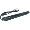 Conexpro 19" kombinovaný rozvodný panel 2x FR + 8x IEC C13, 16A, 1.4m, černý