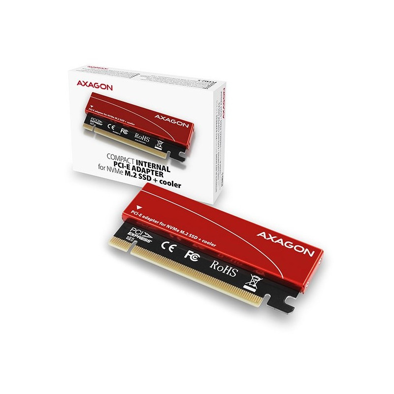 AXAGON PCEM2-S, PCIE X16 - M.2 NVME M-KEY SLOT ADAPTÉR s chladičem