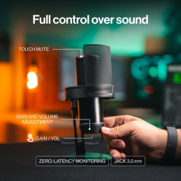 Endorfy mikrofon Solum 2 Pro / stealth RGB / kardioidní / pop filtr / shock mount / černý