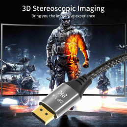 PremiumCord DisplayPort 1.4 přípojný kabel 32,4Gbit/s, rozlišení 8K, kovové a zlacené konektory, 5m