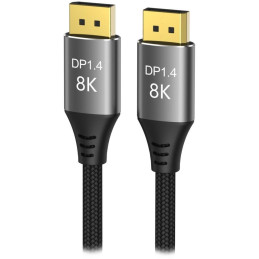 PremiumCord DisplayPort 1.4 přípojný kabel 32,4Gbit/s, rozlišení 8K, kovové a zlacené konektory, 7,5m
