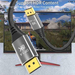 PremiumCord DisplayPort 1.4 přípojný kabel 32,4Gbit/s, rozlišení 8K, kovové a zlacené konektory, 9m