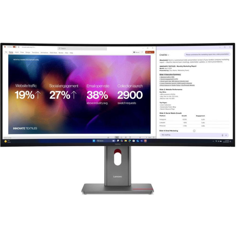 Lenovo P40WD-40/ 39,7" IPS/ 21:9/ 5120x2160/ 300cd/m2/ 2000:1 / 4ms/ DaisyChain/ HDMI/ USB-C/ černý