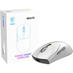 MSI herní myš FORGE GM340 Wireless White/ bezdrátová/ 12.000 dpi/ 2,4GHz/ BT5.2/ USB/ 6 tlačítek/ bílá