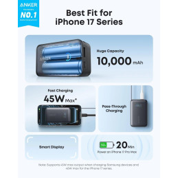 Anker Nano Powerbanka/10000mAh/ 45W/ integrovaný USB-C kabel/ černá