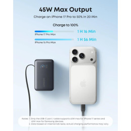 Anker Nano Powerbanka/10000mAh/ 45W/ integrovaný USB-C kabel/ černá