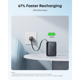 Anker Nano Powerbanka/10000mAh/ 45W/ integrovaný USB-C kabel/ černá