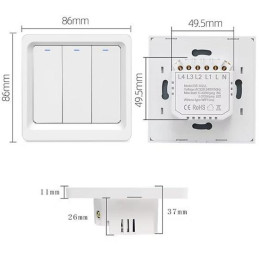 Solarmi Wi-Fi a BT vypínač, 3 póly, ESPHome