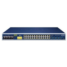 Planet IGS-R4215-24P4X průmyslový L2+ switch, 24x1Gb, 4x10Gb SFP+, PoE 802.3at 440W, 48-54VDC, -40~75°C, IP30, fanless