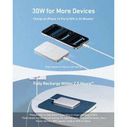 Anker MagGo Powerbanka/ 10000mAh/ 30W/ Bezdrátové nabíjení/ bílá