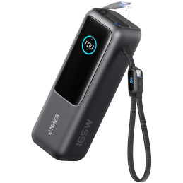 Anker Powerbanka/ 25000mAh/ 165W/ integrovaný USB-C a zasouvací kabel/ černá