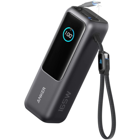 Anker Powerbanka/ 25000mAh/ 165W/ integrovaný USB-C a zasouvací kabel/ černá