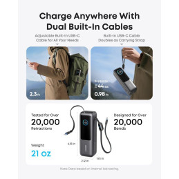 Anker Powerbanka/ 25000mAh/ 165W/ integrovaný USB-C a zasouvací kabel/ černá
