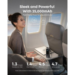 Anker Powerbanka/ 25000mAh/ 165W/ integrovaný USB-C a zasouvací kabel/ černá