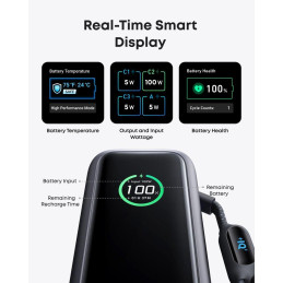 Anker Powerbanka/ 25000mAh/ 165W/ integrovaný USB-C a zasouvací kabel/ černá