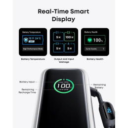 Anker Powerbanka/ 25000mAh/ 165W/ integrovaný USB-C a zasouvací kabel/ stříbrná