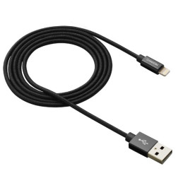 CANYON nabíjecí kabel Lightning MFI-3, opletený, Apple certifikát, délka 1m, černá