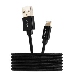CANYON nabíjecí kabel Lightning MFI-3, opletený, Apple certifikát, délka 1m, černá