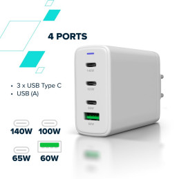 CANYON charger CUW140ACC GaN 150W 3xPD 1xQC EU White