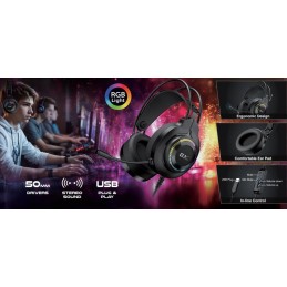 GENIUS GX GAMING headset - HS-GX580U/ USB/ RGB LED/ ovládání hlasitosti