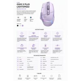 Logitech G502 X PLUS Gaming Mouse - DARK LILAC - EER2