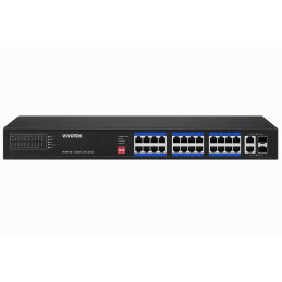 Vivotek AW-FGT-180P-250 Switch, 16× FE PoE + 2× GE Combo, 802.3af/at, PoE 250W, až 250 m, nemanagovaný