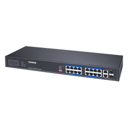 Vivotek AW-FGT-180P-250 Switch, 16× FE PoE + 2× GE Combo, 802.3af/at, PoE 250W, až 250 m, nemanagovaný