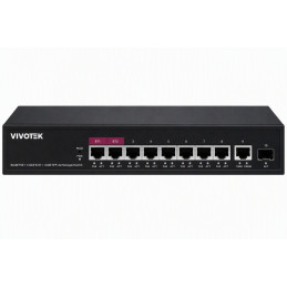 Vivotek AW-GEL-105A-110 Lite Switch, 8× GE PoE + GE + SFP, af/at/bt, PoE 110W, VLAN, dosah 250 m, managed