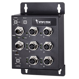Vivotek AW-IHT-0602 průmyslový PoE Switch, 4× FE M12 PoE + 2× FE M12, af/at, 120 W, -40 až 75 °C