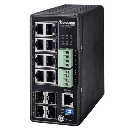 Vivotek AW-IHT-1271 průmyslový PoE Switch, Gigabit Ethernet, SFP uplinky, DIN, -40 až 75 °C, managed