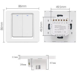 Solarmi Wi-Fi a BT vypínač, 2 póly, ESPHome