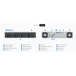 Synology RackStation RS1226+ 8-bay NAS, rack 2U, AMD Ryzen V1500B, RAM 4GB, LAN 2x 2.5Gb