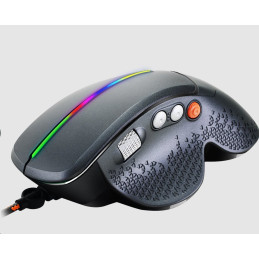 CANYON Herní myš APSTAR, 6 programovatelných tlačítek, senzor Sunplus, až 6400 DPI, opletený kabel,RGB podsvícení, šedá