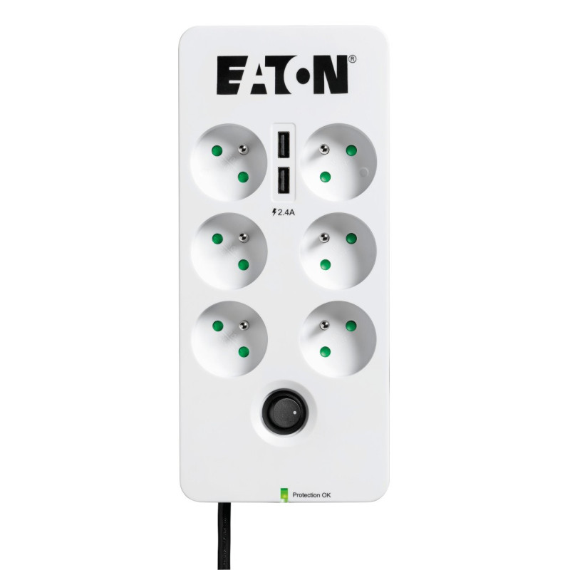 EATON Protection Box 6 USB FR, přepěťová ochrana, 6 výstupů, zatížení 10A - poškozená krabice