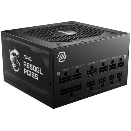 POŠKOZENÝ OBAL - MSI zdroj MAG A850GL PCIE5/ 850W/ ATX3.0/ akt. PFC/ 7 let celk. záruka/ 120mm fan/ modulární kabeláž/ 80PLUS ..