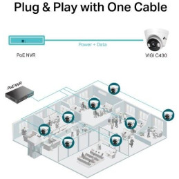 TP-Link VIGI C430(2.8mm) - 3MPx, 2,8mm, vnitřní turret síťová kamera s plnobarevným nočním viděním, PoE, mic