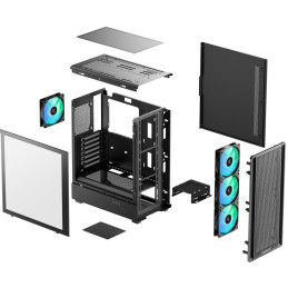 DEEPCOOL skříň CC550 4F / ATX / 4x120 mm ARGB fan / USB3 / USB2 / USB-C / tvrzené sklo / černá