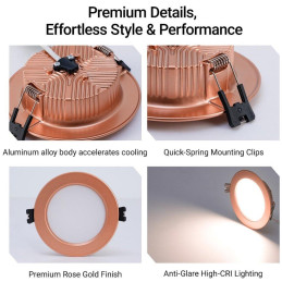 IMMAX NEO DOWN podhledové (stropní) svítidlo, 12cm, 12W, BEACON, CCT, měď/Rose gold, Wi-Fi, TUYA