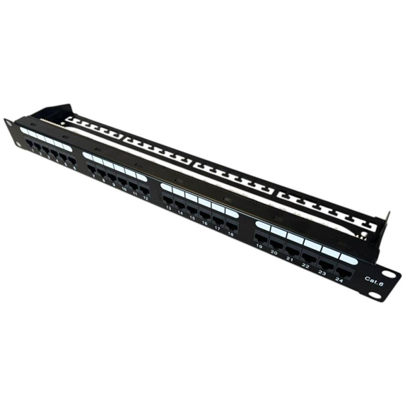 DATACOM Patch panel 19" UTP 24 port CAT6 DUAL 1U BK (4x6p) VL