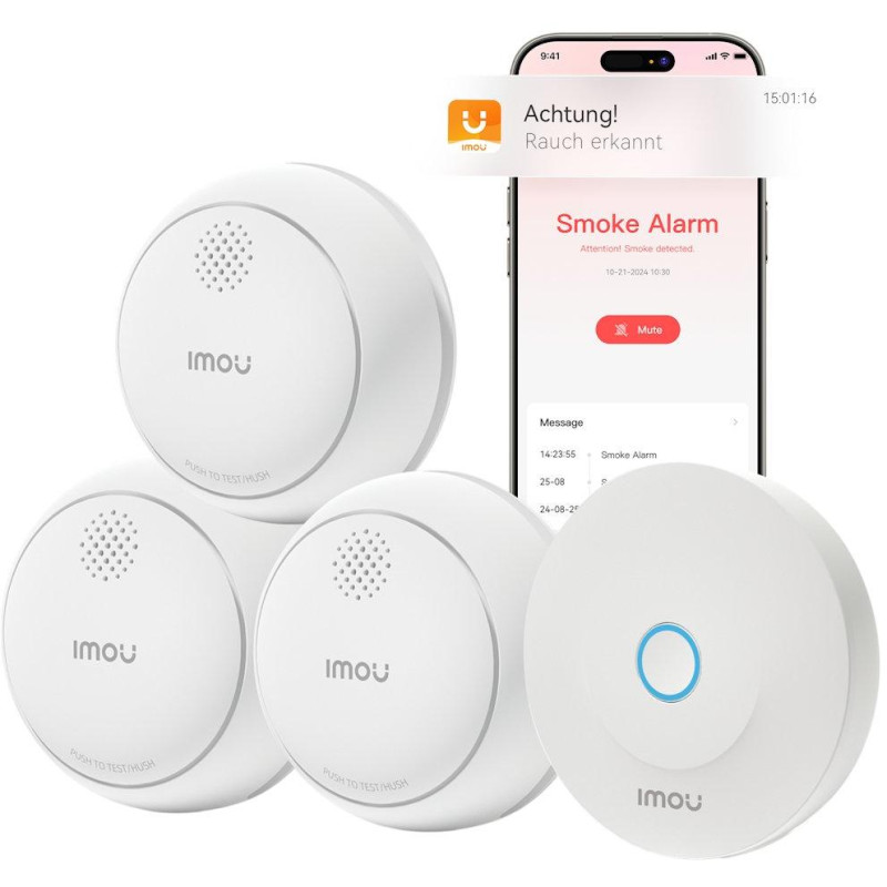 Imou chytrý detektor kouře ZSM1 kit3/ alarm + 3x detektor/ bílý