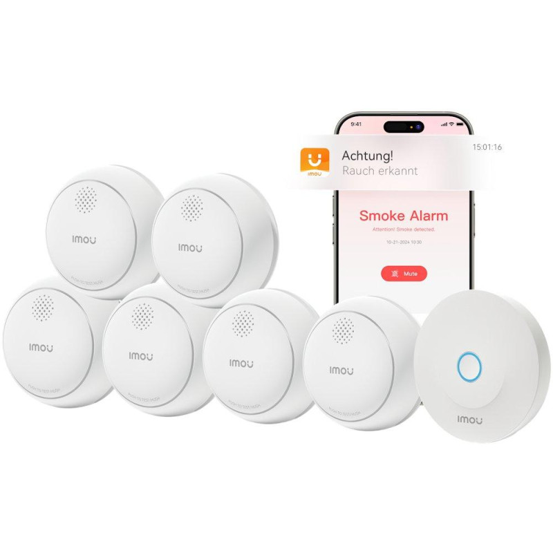 Imou chytrý detektor kouře ZSM1 kit6/ alarm + 6x detektor/ bílý