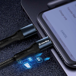 Colorway Datový Kabel USB/ Apple Lightning/ 2.4A/ Nylon/ 1m/ Černý