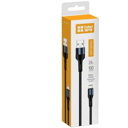 Colorway Datový Kabel USB/ Apple Lightning/ 2.4A/ Nylon/ 1m/ Černý