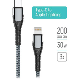 Colorway Datový Kabel Type C-Apple Lightning/ 3.0/ Fast Charging/ 30W/ 2m/ Šedý