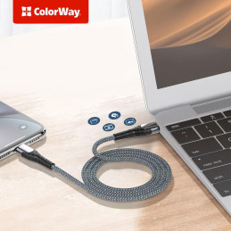 Colorway Datový Kabel Type C-Apple Lightning/ 3.0/ Fast Charging/ 30W/ 2m/ Šedý