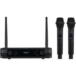 Fonestar Duální UHF mikrofonní set, 2× ruční Mic, fixní frekvence, dosah 30 m, XLR/Jack výstup, latence 3 ms