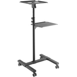 Fonestar Mobilní stojan pro projektor/notebook, nosnost 10 kg, 2 police, výška 95–145 cm, náklon, kolečka, černý