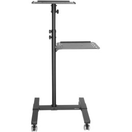 Fonestar Mobilní stojan pro projektor/notebook, nosnost 10 kg, 2 police, výška 95–145 cm, náklon, kolečka, černý