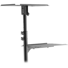 Fonestar Mobilní stojan pro projektor/notebook, nosnost 10 kg, 2 police, výška 95–145 cm, náklon, kolečka, černý